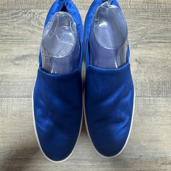 Vince Warren Blue Satin Platform Slip On Sneakers Women's Size 9.5 - Picture 2 of 6